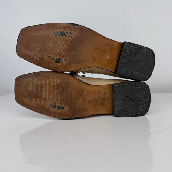 ANGEL ALARCON Preppy School Flat Slip-On Tortoise Chainβ Beige Cream Loafers 37 - Picture 15 of 16